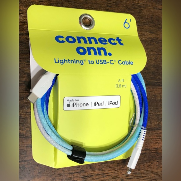 Lightning to usb-c iPhone, iPad, iPod fabric braided cable charger. 6”ft - Picture 1 of 3